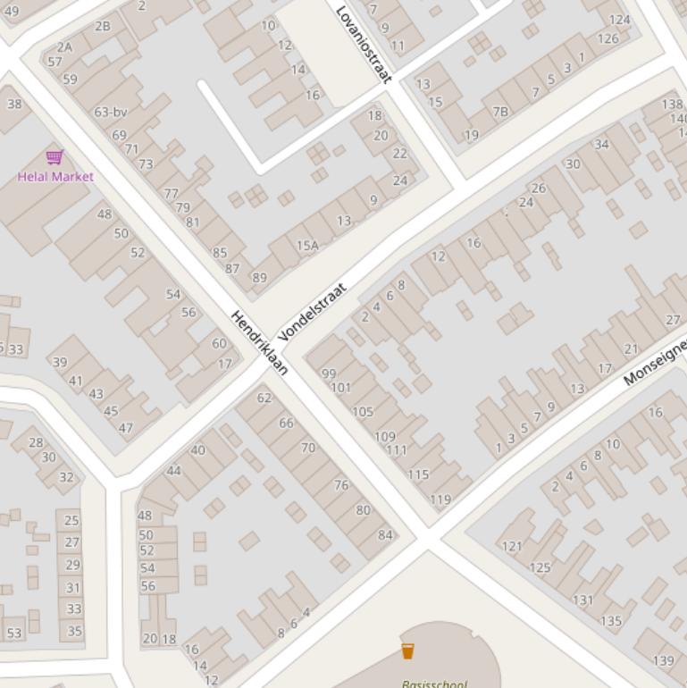 Kaart van de Vondelstraat.