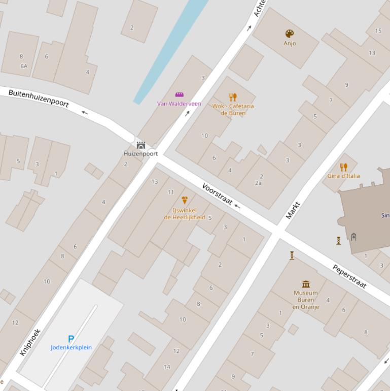 Kaart van de Voorstraat.