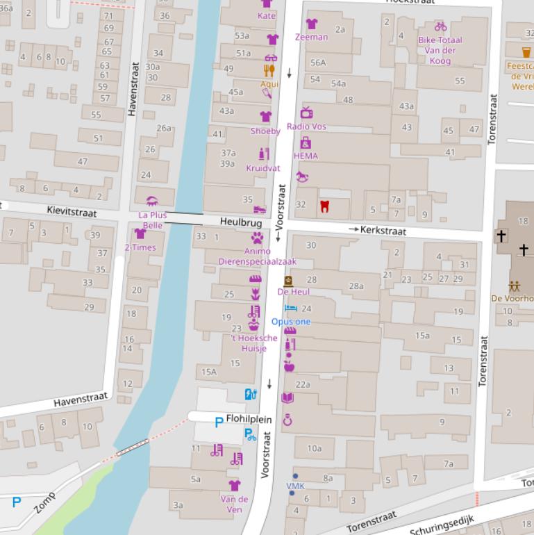 Kaart van de Voorstraat.