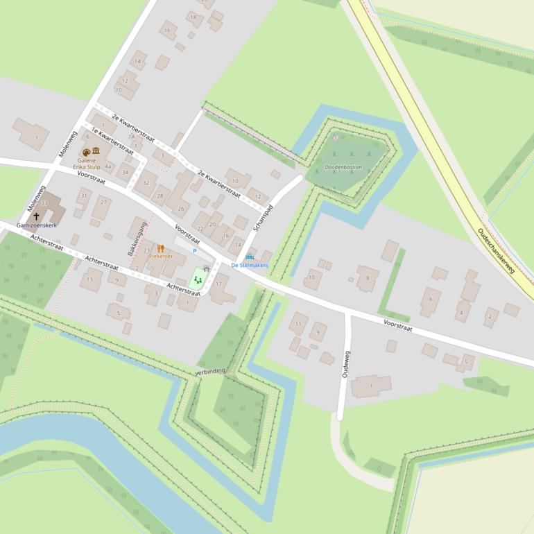 Kaart van de Voorstraat.