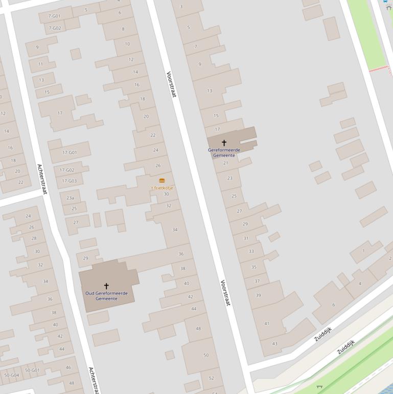 Kaart van de Voorstraat.