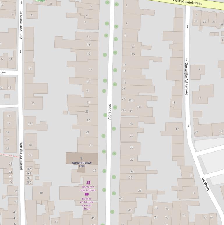 Kaart van de Voorstraat.