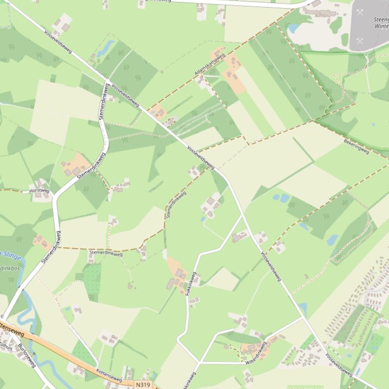 Kaart van de Vosseveldseweg.