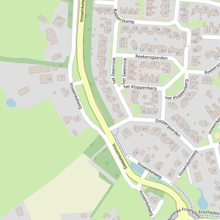 Kaart van de Voswinkelweg.