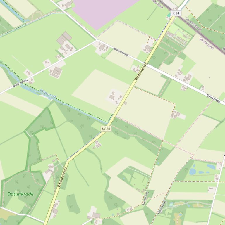 Kaart van de Vredenseweg.