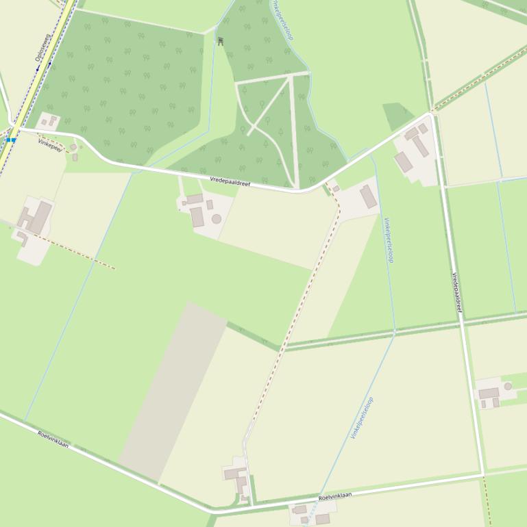 Kaart van de Vredepaaldreef.