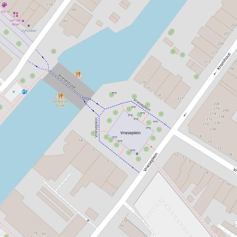 Kaart van het Vrieseplein.