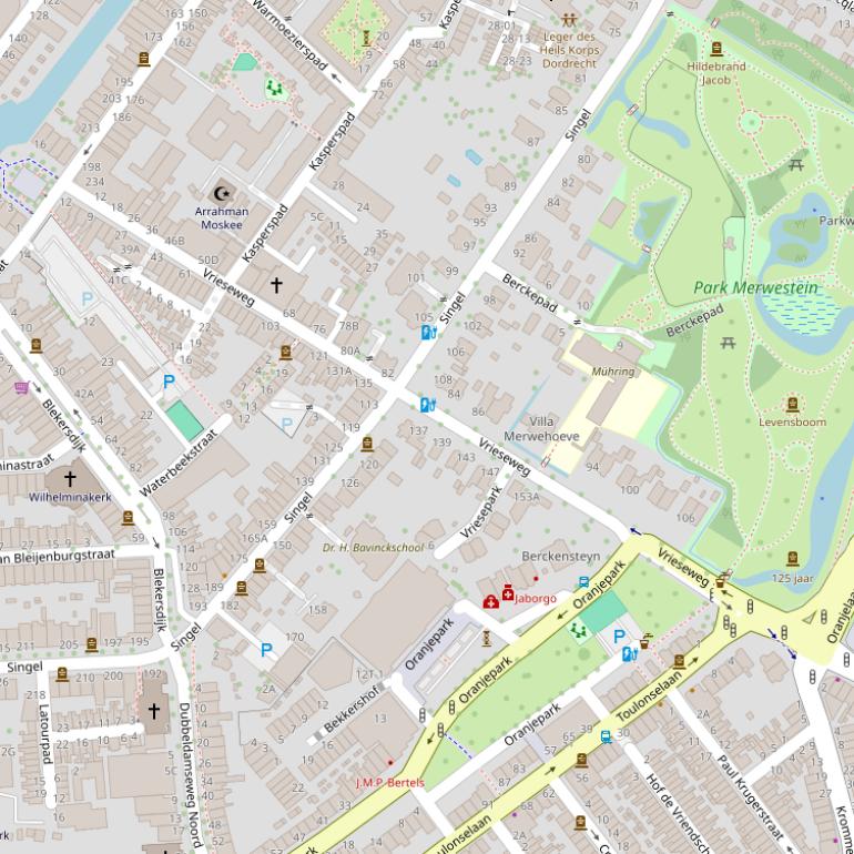 Kaart van de Vrieseweg.