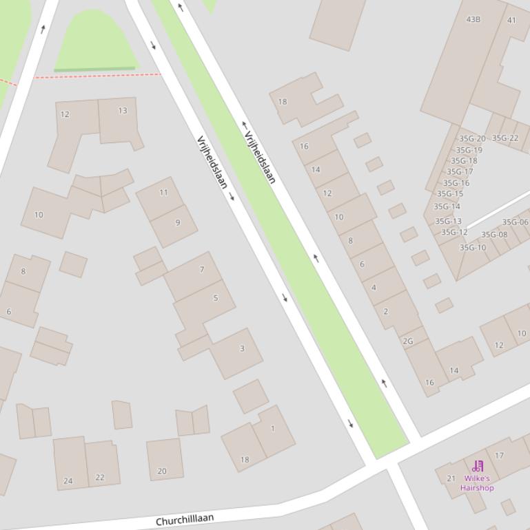 Kaart van de Vrijheidslaan.