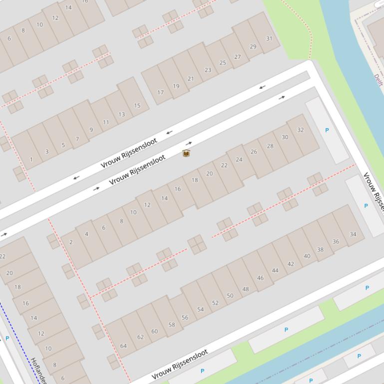 Kaart van  Vrouw Rijssensloot.