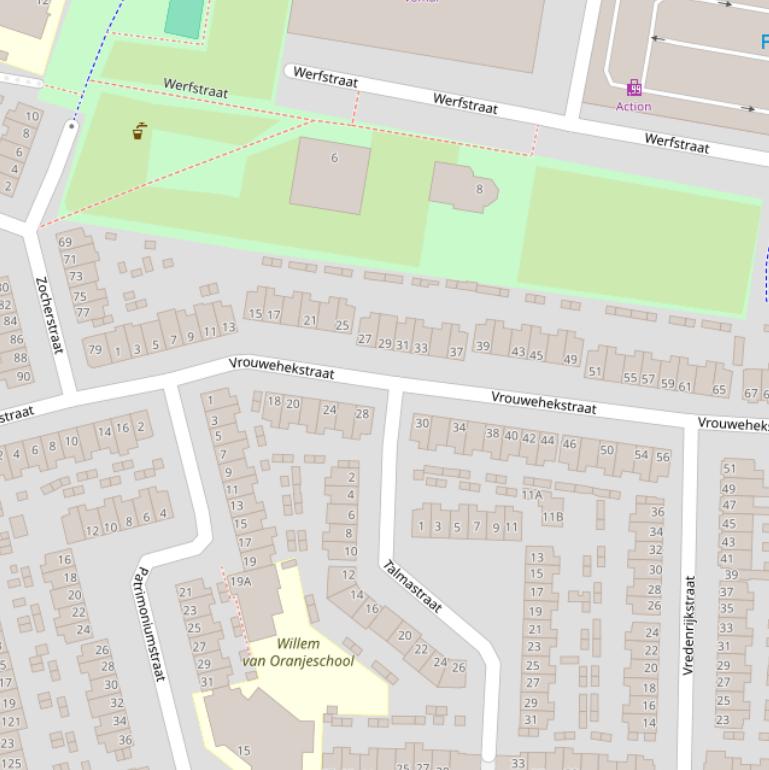 Kaart van de Vrouwehekstraat.