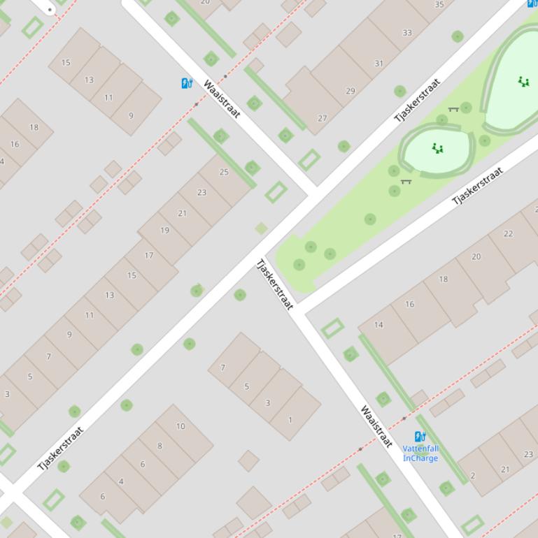 Kaart van de Waaistraat.