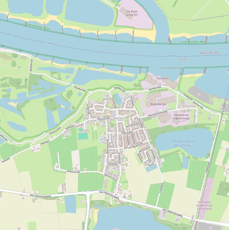 Kaart van de Waalbandijk.