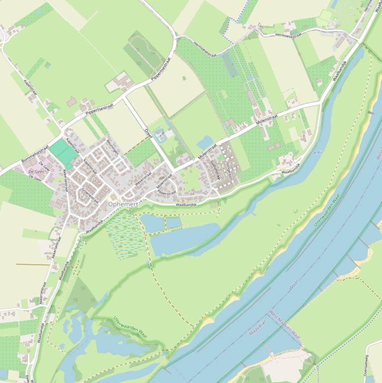 Kaart van de Waalbandijk.