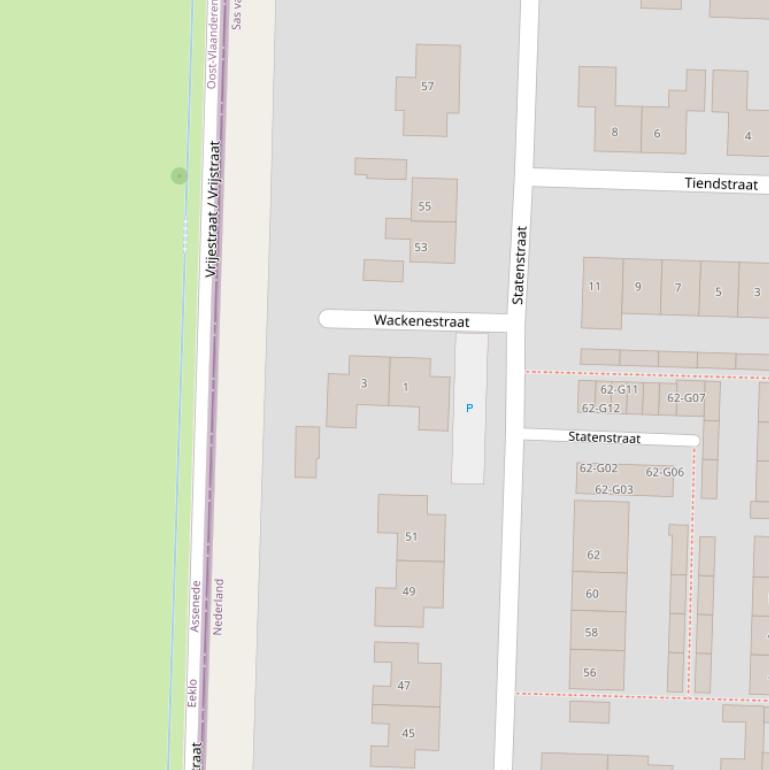 Kaart van de Wackenestraat.