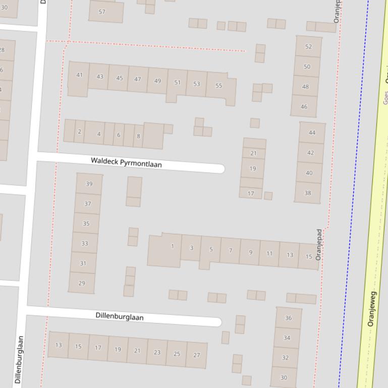 Kaart van de Waldeck Pyrmontlaan.