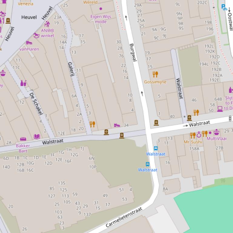 Kaart van de Walstraat.