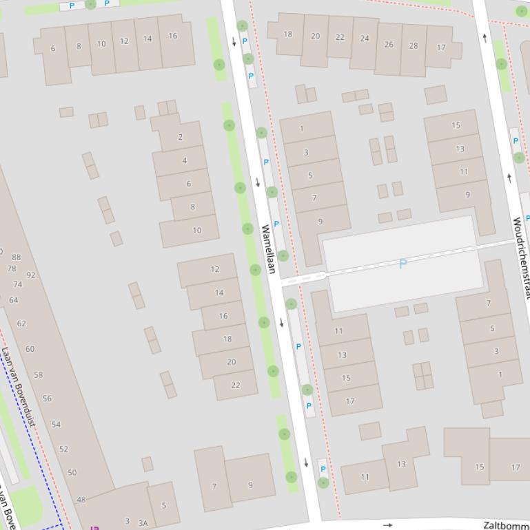 Kaart van de Wamellaan.