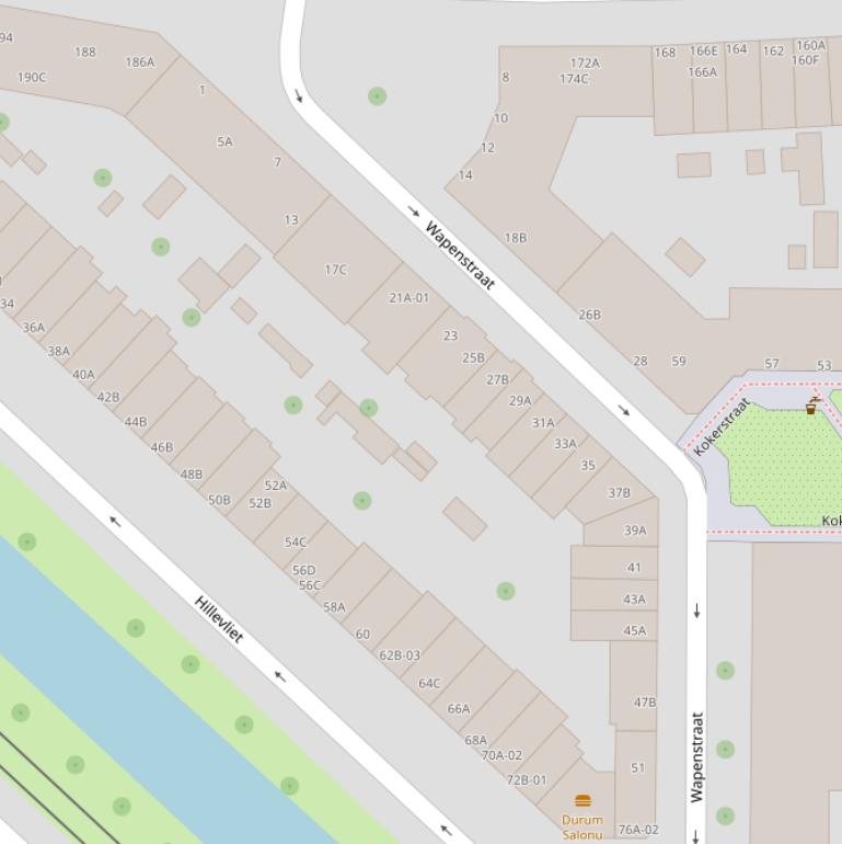 Kaart van de Wapenstraat.