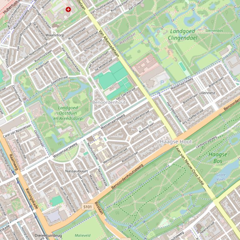 Kaart van de Wassenaarseweg.