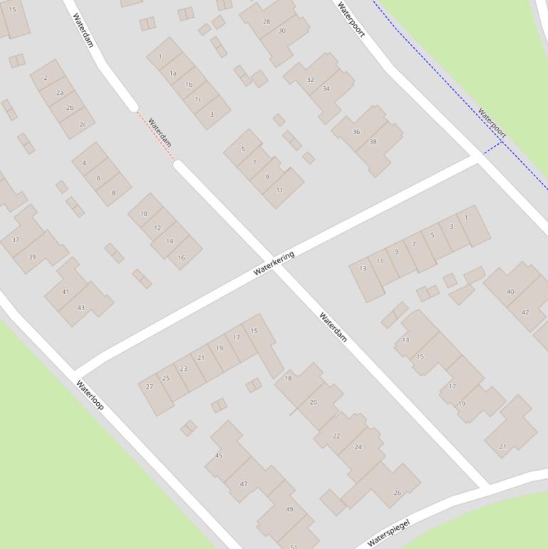 Kaart van  Waterdam.