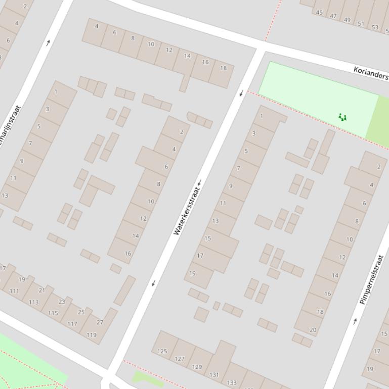 Kaart van de Waterkersstraat.