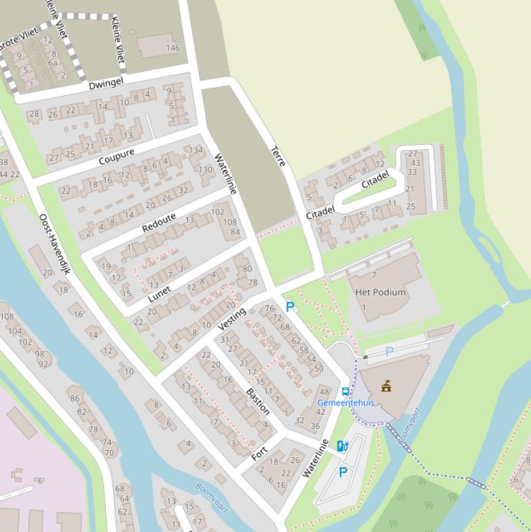 Kaart van  Waterlinie.