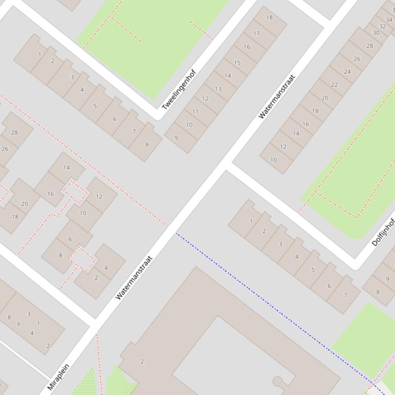 Kaart van de Watermanstraat.