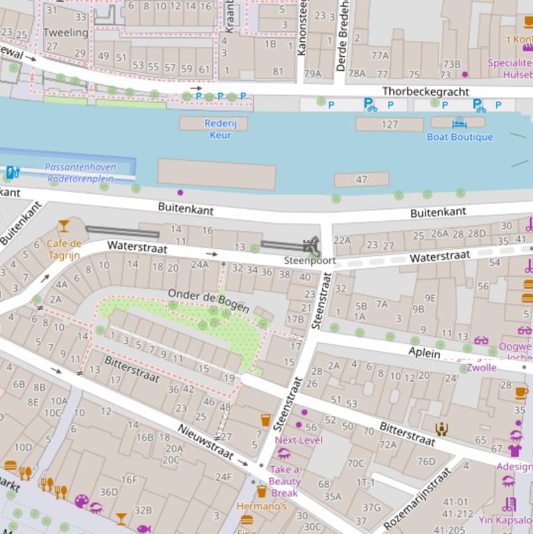 Kaart van de Waterstraat.