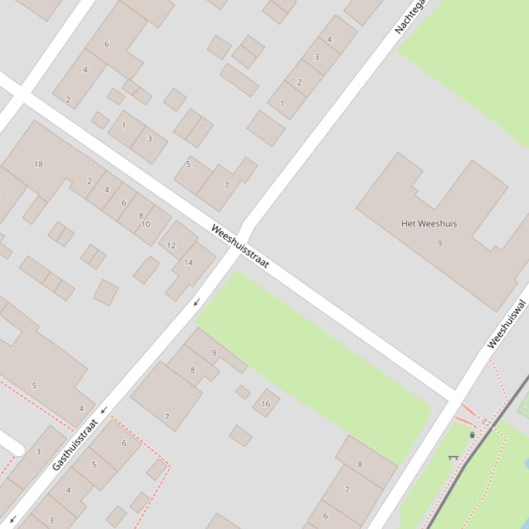 Kaart van de Weeshuisstraat.