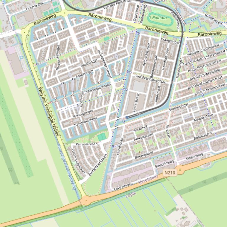 Kaart van  Weg der Verenigde Naties.