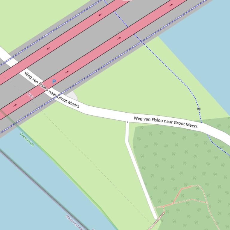 Kaart van  Weg van Elsloo naar Groot Meers.