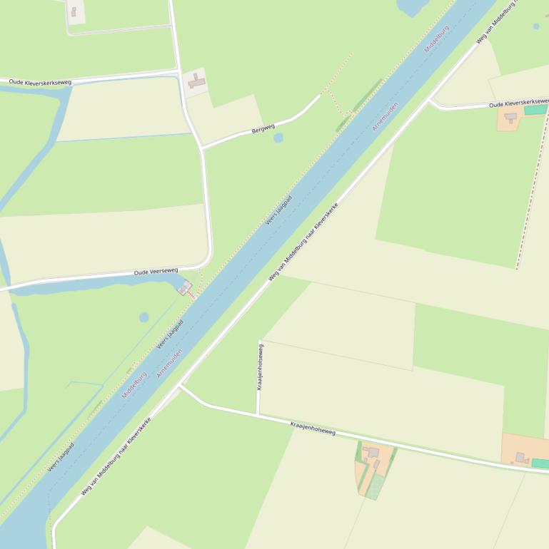 Kaart van  Weg van Middelburg naar Kleverskerke.