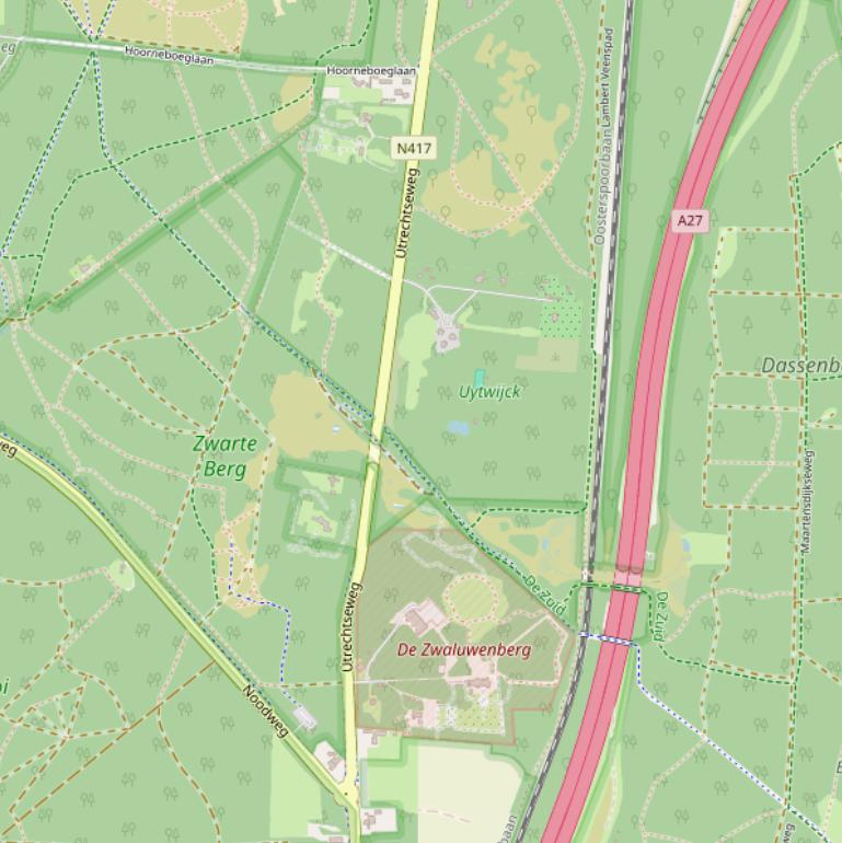 Kaart van  Weg van ’s-Graveland naar De Vuursche.