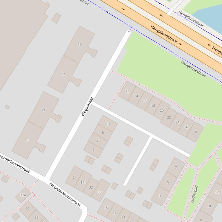 Kaart van de Wegastraat.