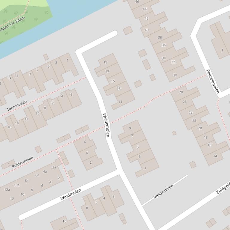 Kaart van  Weidemolen.