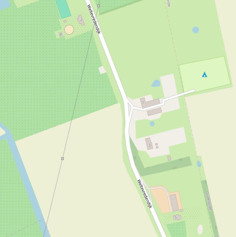 Kaart van de Weltevredendijk.