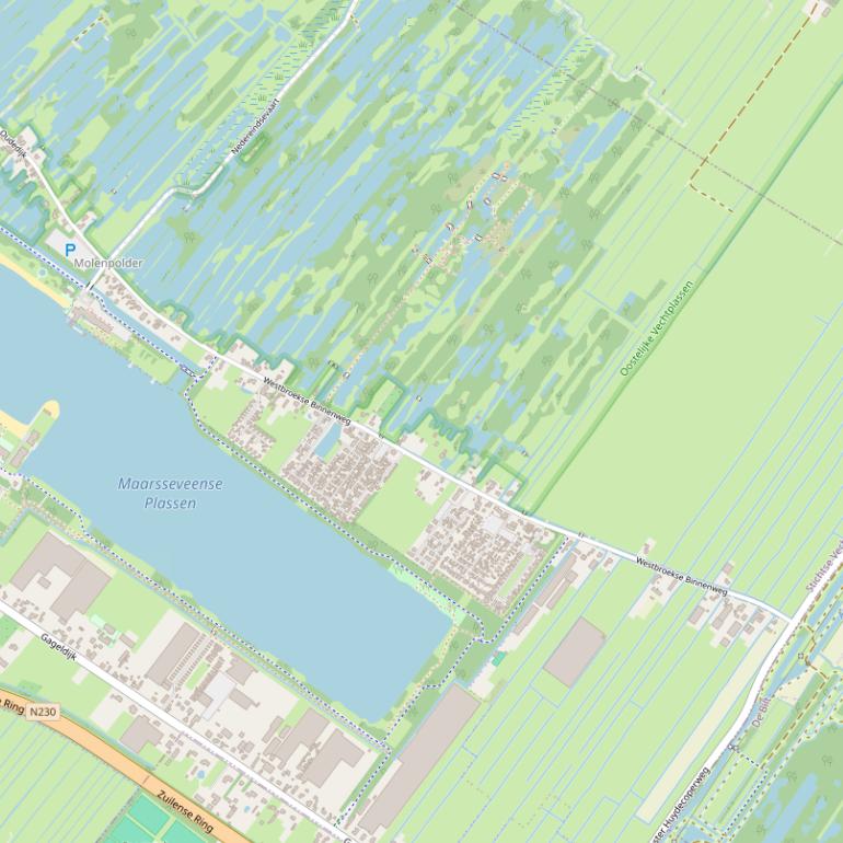 Kaart van de Westbroekse Binnenweg.