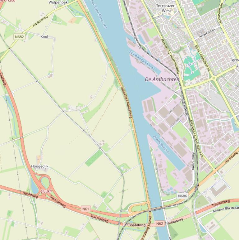 Kaart van de Westelijke Kanaalweg.