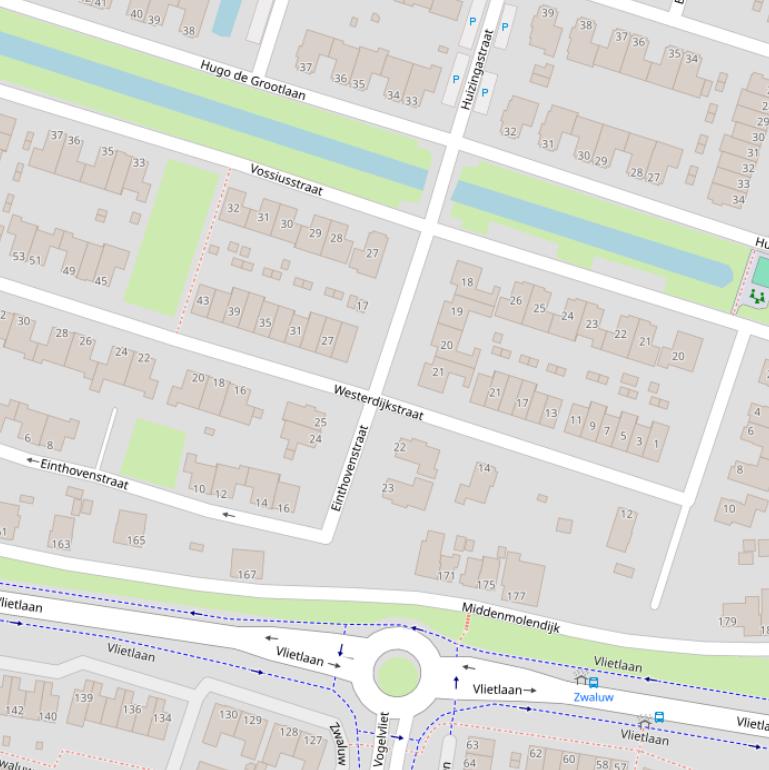 Kaart van de Westerdijkstraat.