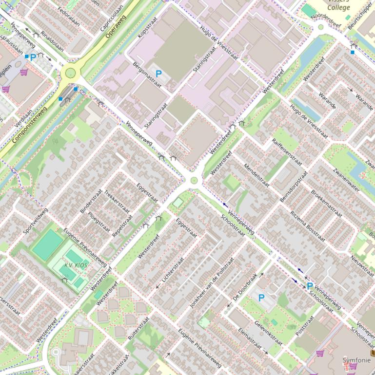 Kaart van de Westerdreef.