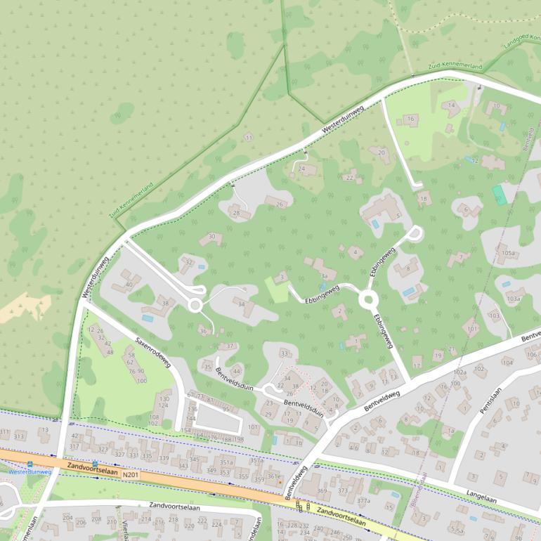 Kaart van de Westerduinweg.