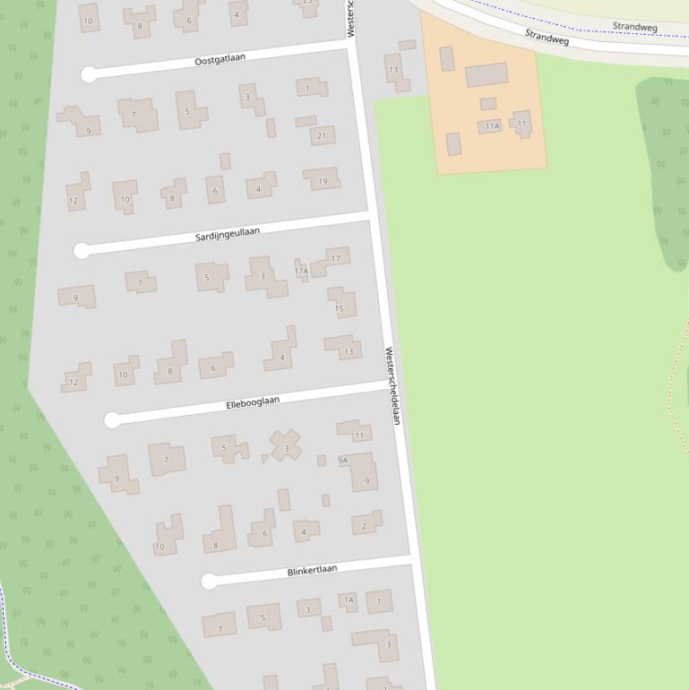 Kaart van de Westerscheldelaan.