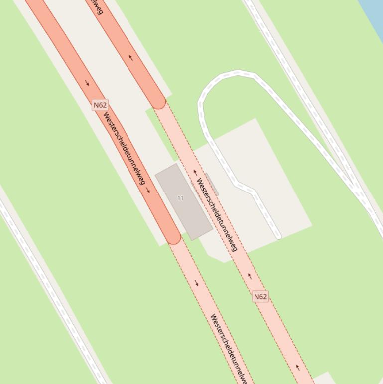 Kaart van de Westerscheldetunnelweg.