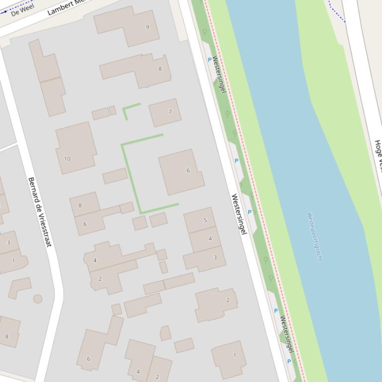 Kaart van de Westersingel.