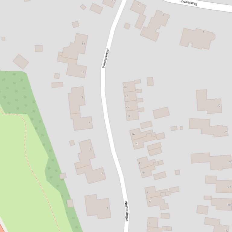 Kaart van de Westersingel.