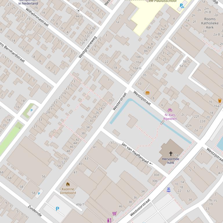 Kaart van de Westerstraat.