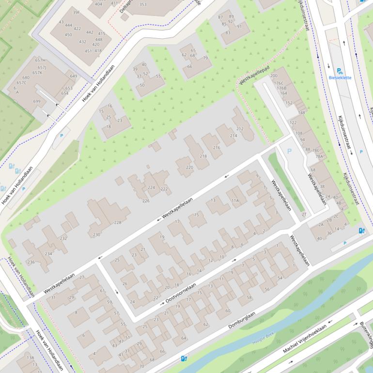 Kaart van de Westkapellelaan.