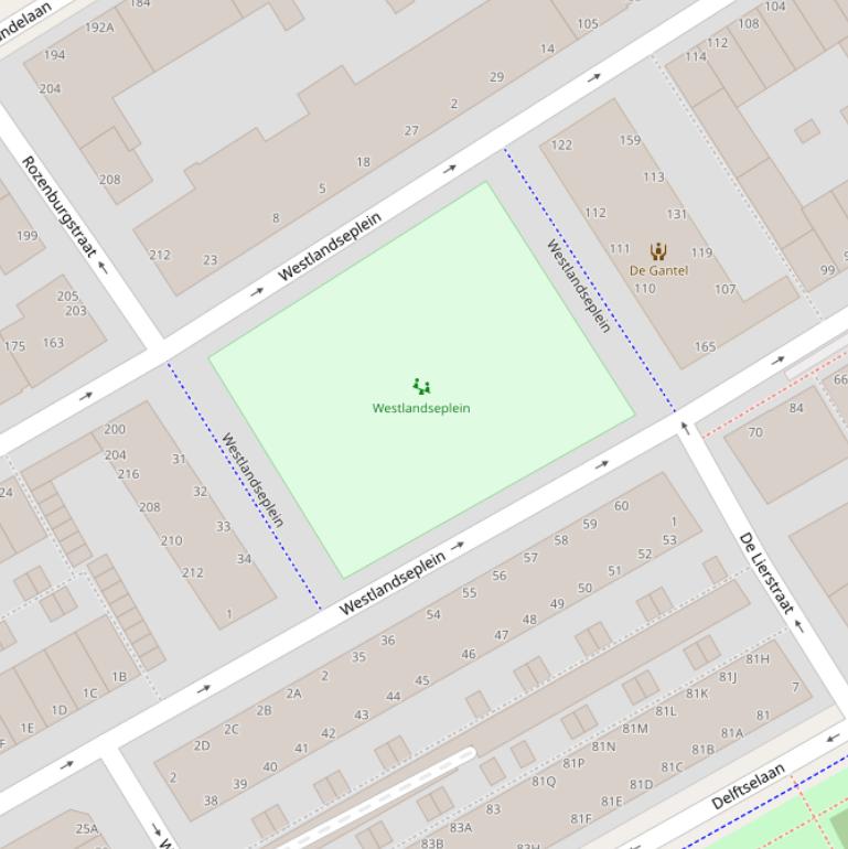 Kaart van het Westlandseplein.