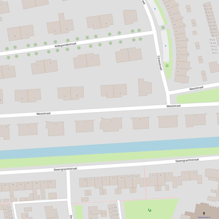 Kaart van de Weststraat.